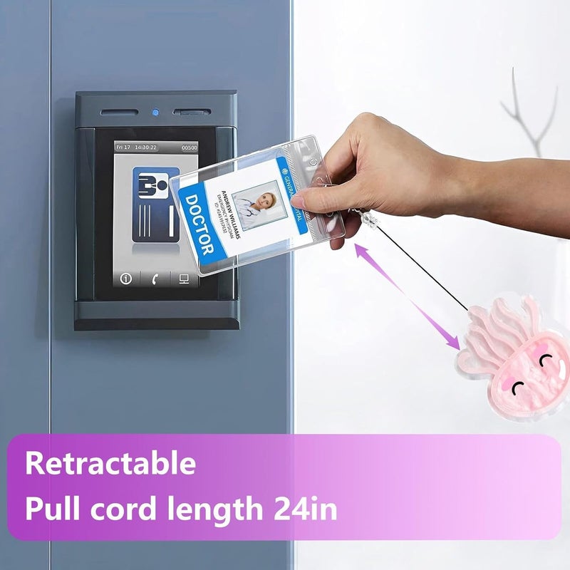 LEBEIGHT Pink Jellyfish Badge Reel Retractable for Nurse, Doctor, Medical Worker & Nursing Student | Cute Pediatric Nurse ID Name Badge Holder with Alligator Clip & 24” Durable Nylon Retractable Cord | Acrylic - Image 5